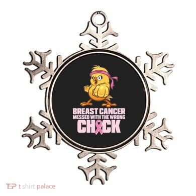 Breast Cancer Messed With The Wrong Chick Funny Ornament