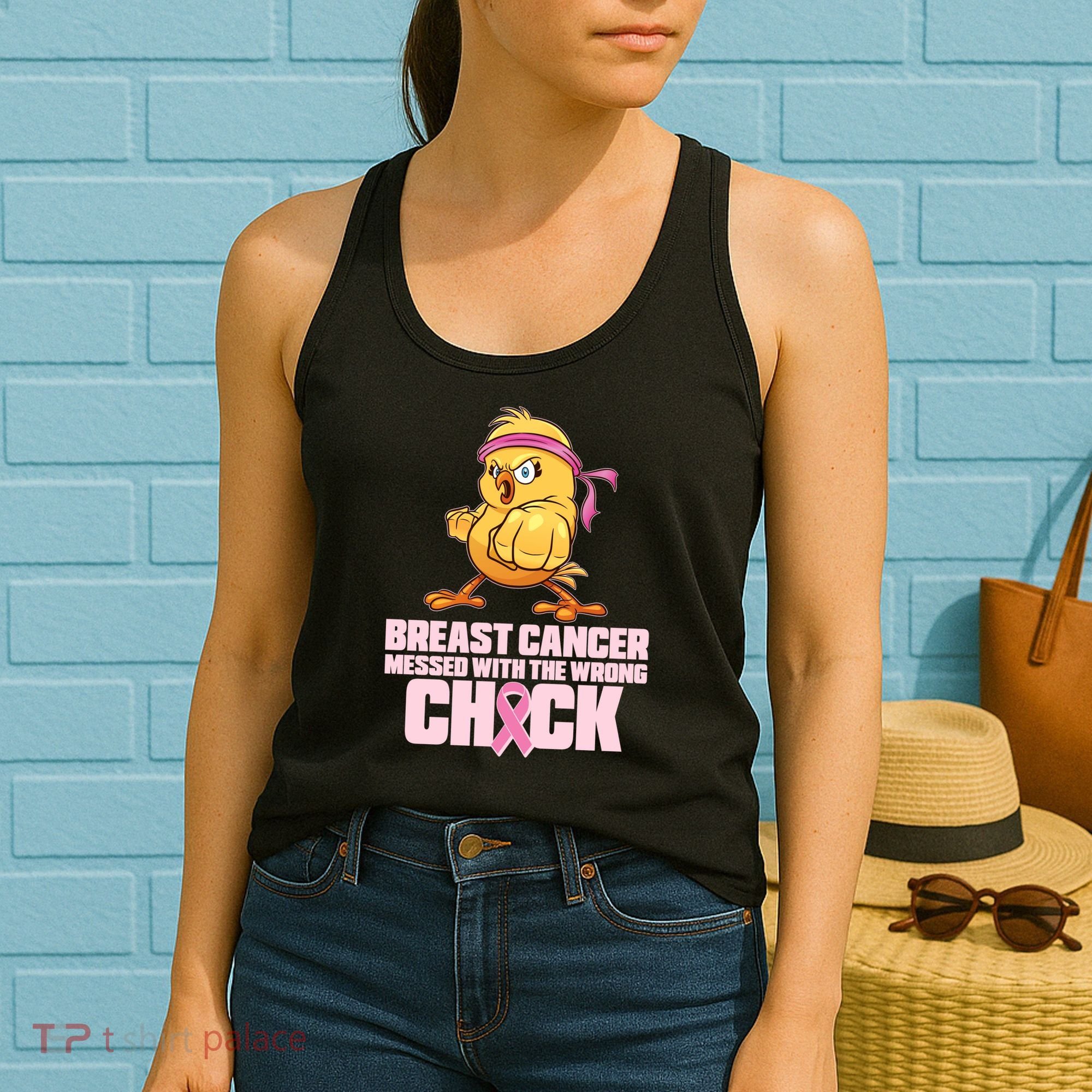 Breast Cancer Messed With The Wrong Chick Funny Women's Tank Top
