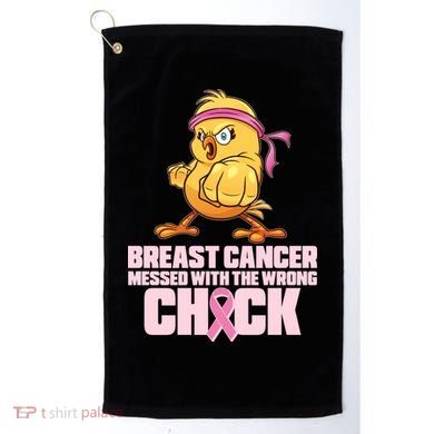Breast Cancer Messed With The Wrong Chick Funny Golf Towel