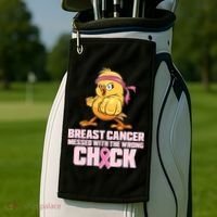 Breast Cancer Messed With The Wrong Chick Funny Golf Towel thumb 2