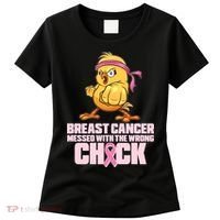 Breast Cancer Messed With The Wrong Chick Funny Women's T-Shirt thumb 0