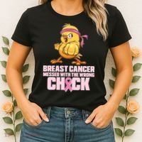 Breast Cancer Messed With The Wrong Chick Funny Women's T-Shirt thumb 2
