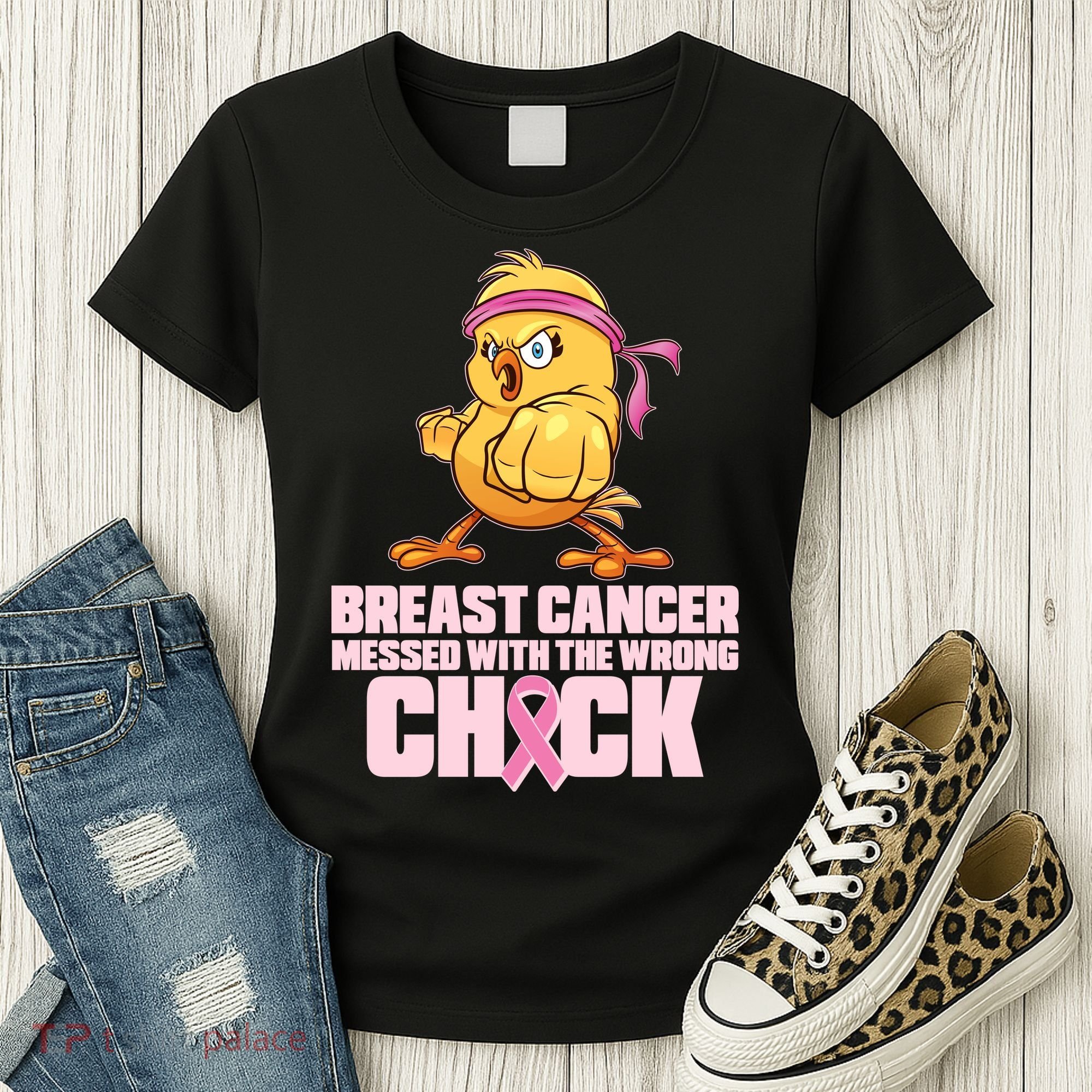 Breast Cancer Messed With The Wrong Chick Funny Women's T-Shirt
