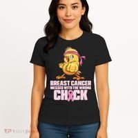 Breast Cancer Messed With The Wrong Chick Funny Women's T-Shirt thumb 4