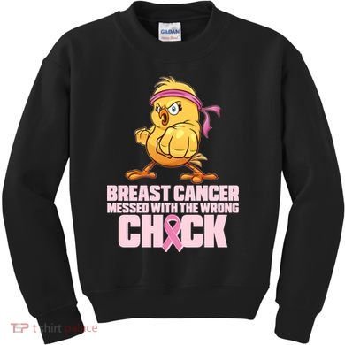 Breast Cancer Messed With The Wrong Chick Funny Kids Sweatshirt