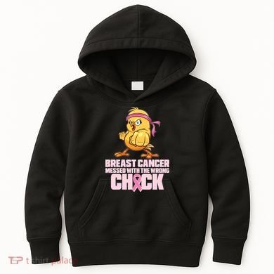 Breast Cancer Messed With The Wrong Chick Funny Kids Hoodie