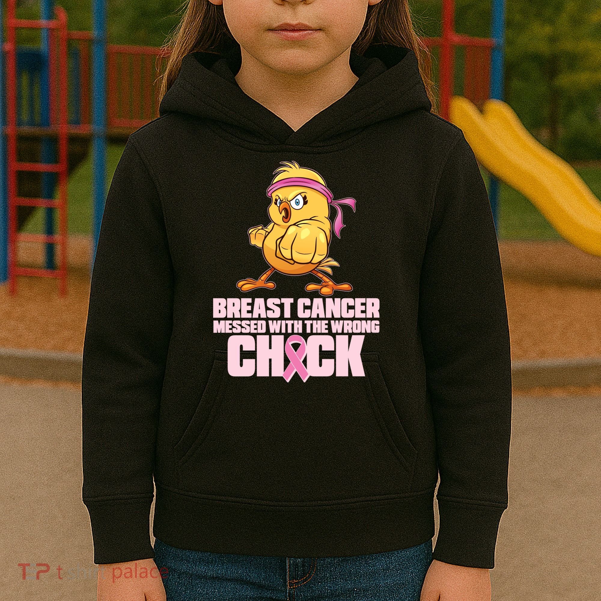 Breast Cancer Messed With The Wrong Chick Funny Kids Hoodie