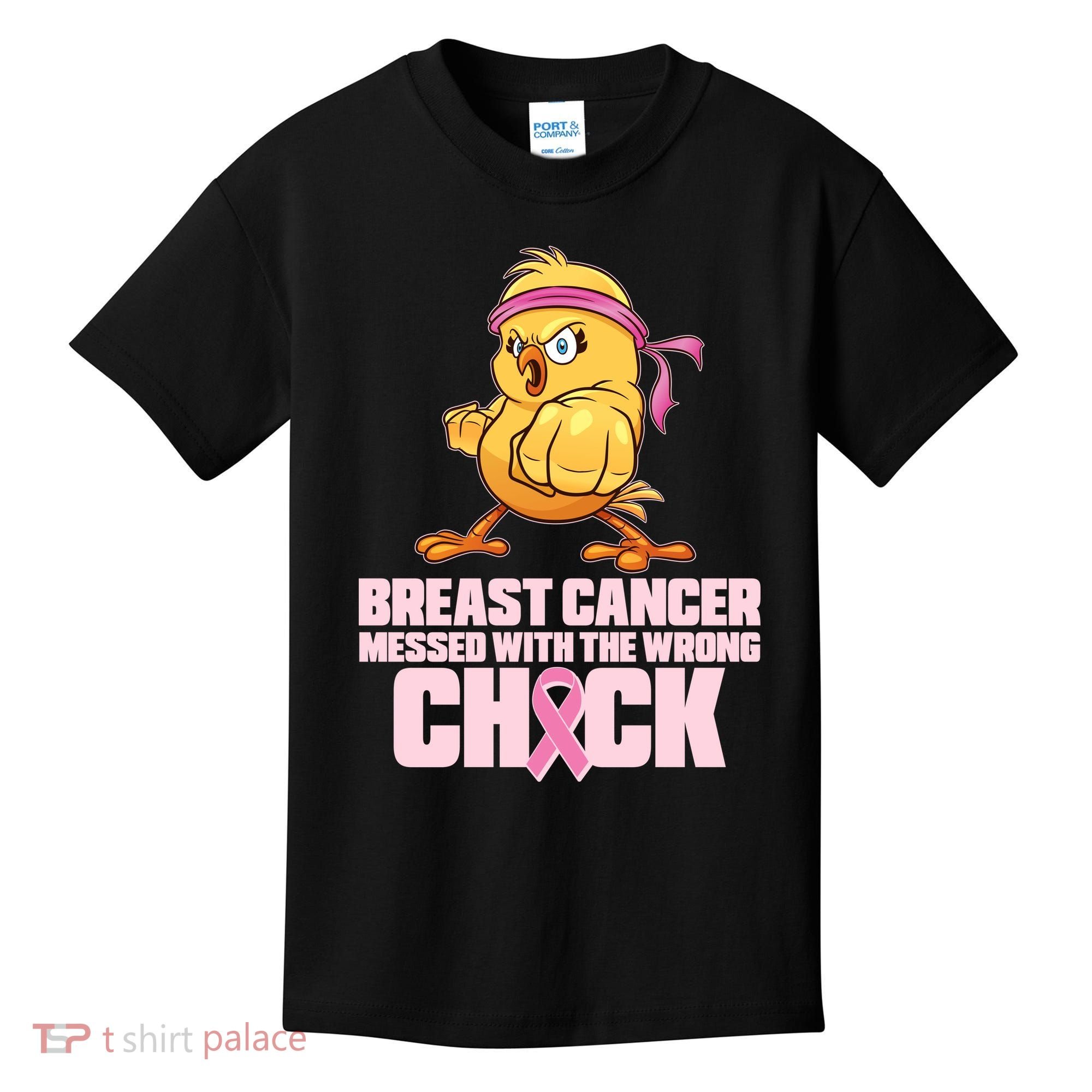 Breast Cancer Messed With The Wrong Chick Funny Kids T-Shirt
