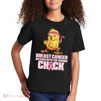Breast Cancer Messed With The Wrong Chick Funny Kids T-Shirt thumb 2
