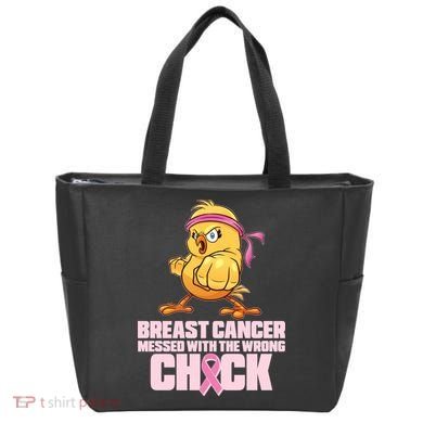 Breast Cancer Messed With The Wrong Chick Funny Tote Bag