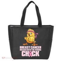 Breast Cancer Messed With The Wrong Chick Funny Tote Bag thumb 0