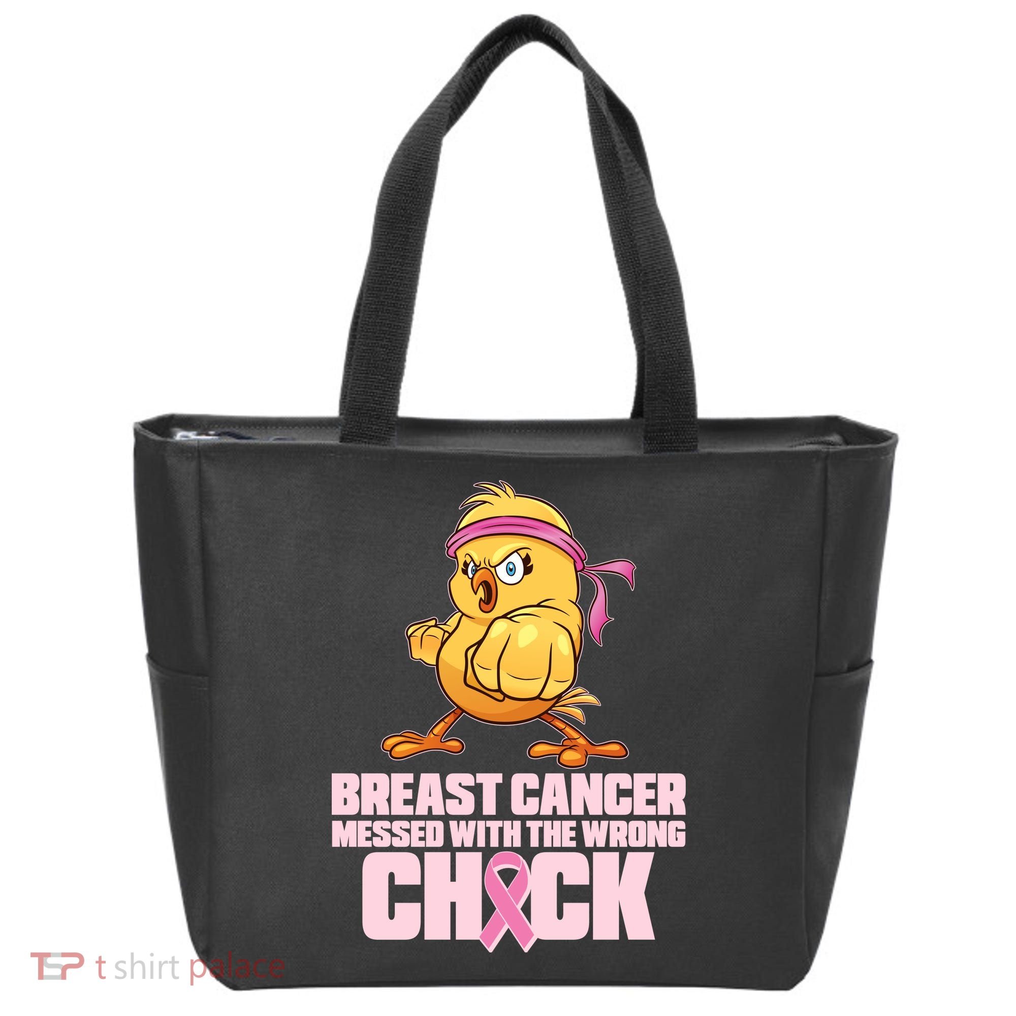 Breast Cancer Messed With The Wrong Chick Funny Tote Bag