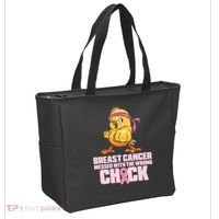 Breast Cancer Messed With The Wrong Chick Funny Tote Bag thumb 2