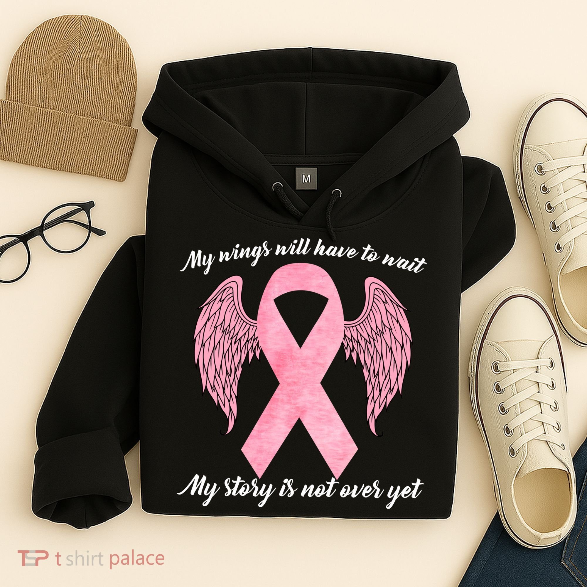 Breast Cancer My Wings Will Have To Wait Hoodie