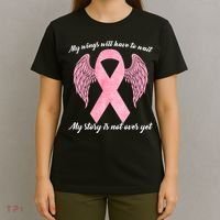 Breast Cancer My Wings Will Have To Wait T-Shirt thumb 4