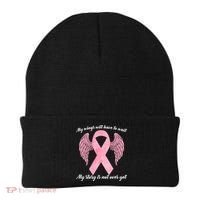 Breast Cancer My Wings Will Have To Wait Beanie thumb 0