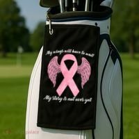 Breast Cancer My Wings Will Have To Wait Golf Towel thumb 2