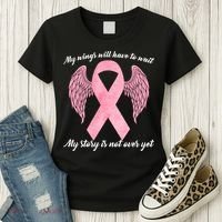 Breast Cancer My Wings Will Have To Wait Women's T-Shirt thumb 3