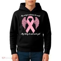 Breast Cancer My Wings Will Have To Wait Kids Hoodie thumb 4