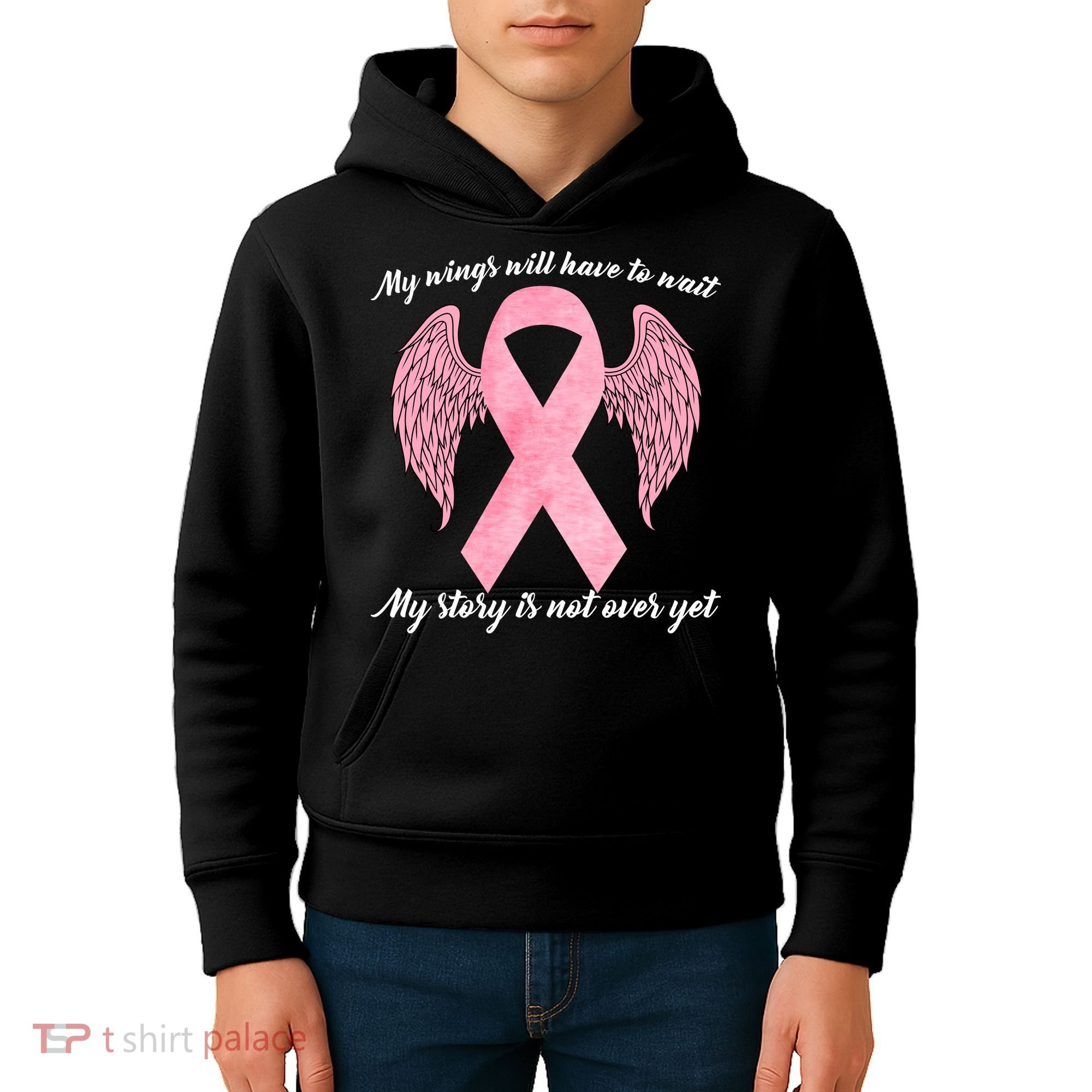 Breast Cancer My Wings Will Have To Wait Kids Hoodie