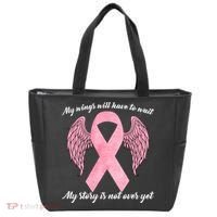 Breast Cancer My Wings Will Have To Wait Tote Bag thumb 0