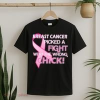 Breast Cancer Picked The Wrong Chick T-Shirt thumb 2