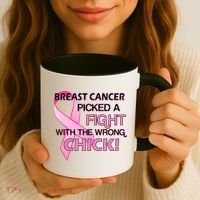 Breast Cancer Picked The Wrong Chick Coffee Mug thumb 3