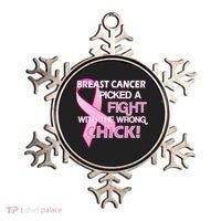Breast Cancer Picked The Wrong Chick Ornament thumb 0
