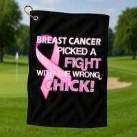 Breast Cancer Picked The Wrong Chick Golf Towel thumb 1