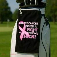 Breast Cancer Picked The Wrong Chick Golf Towel thumb 2