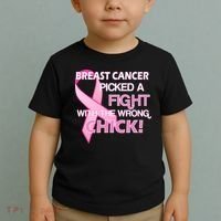 Breast Cancer Picked The Wrong Chick Toddler T-Shirt thumb 2