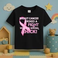 Breast Cancer Picked The Wrong Chick Toddler T-Shirt thumb 3