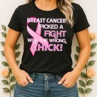 Breast Cancer Picked The Wrong Chick Women's T-Shirt thumb 2