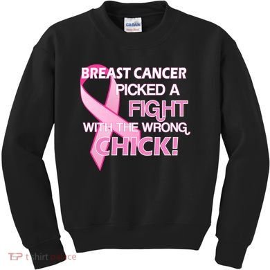 Breast Cancer Picked The Wrong Chick Kids Sweatshirt