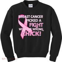 Breast Cancer Picked The Wrong Chick Kids Sweatshirt thumb 0