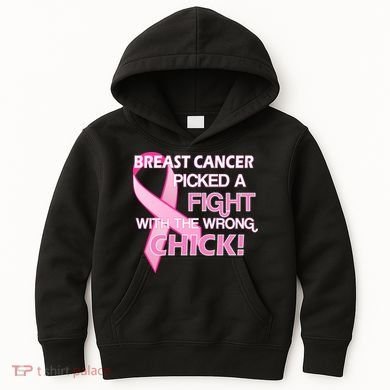 Breast Cancer Picked The Wrong Chick Kids Hoodie