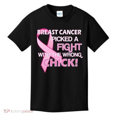 Breast Cancer Picked The Wrong Chick Kids T-Shirt