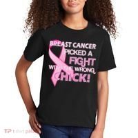 Breast Cancer Picked The Wrong Chick Kids T-Shirt thumb 2