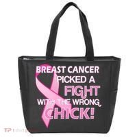 Breast Cancer Picked The Wrong Chick Tote Bag thumb 0