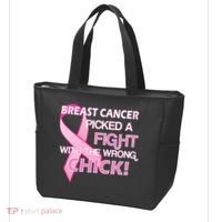Breast Cancer Picked The Wrong Chick Tote Bag thumb 3
