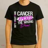 Breast Cancer Picked The Wrong Diva T-Shirt thumb 3