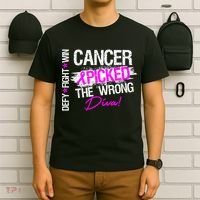 Breast Cancer Picked The Wrong Diva T-Shirt thumb 6