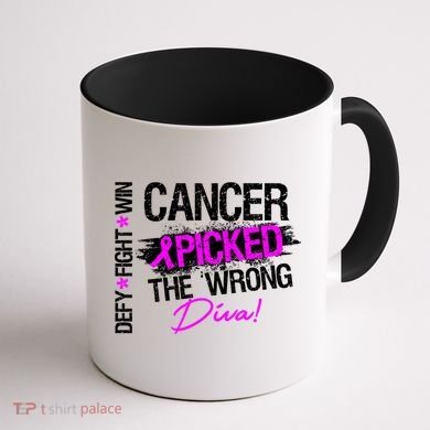 Breast Cancer Picked The Wrong Diva Coffee Mug back