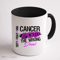 Breast Cancer Picked The Wrong Diva Coffee Mug thumb 1