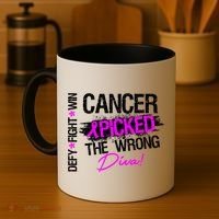 Breast Cancer Picked The Wrong Diva Coffee Mug thumb 4