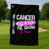 Breast Cancer Picked The Wrong Diva Golf Towel thumb 1