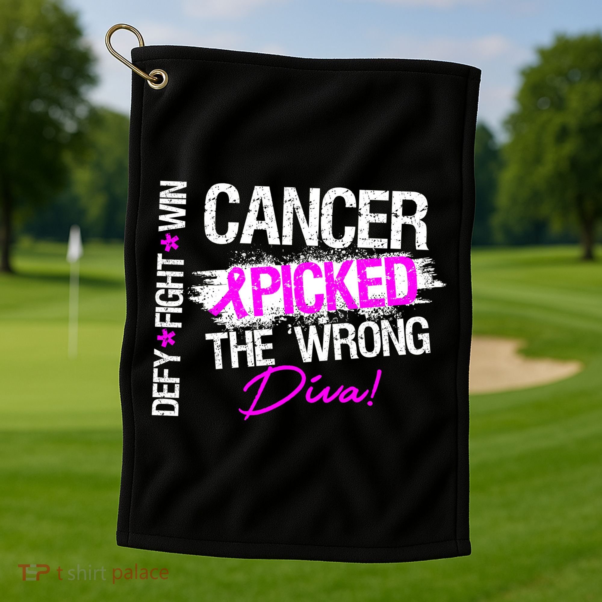 Breast Cancer Picked The Wrong Diva Golf Towel