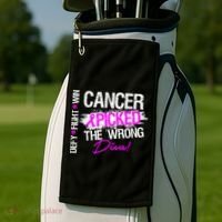Breast Cancer Picked The Wrong Diva Golf Towel thumb 2