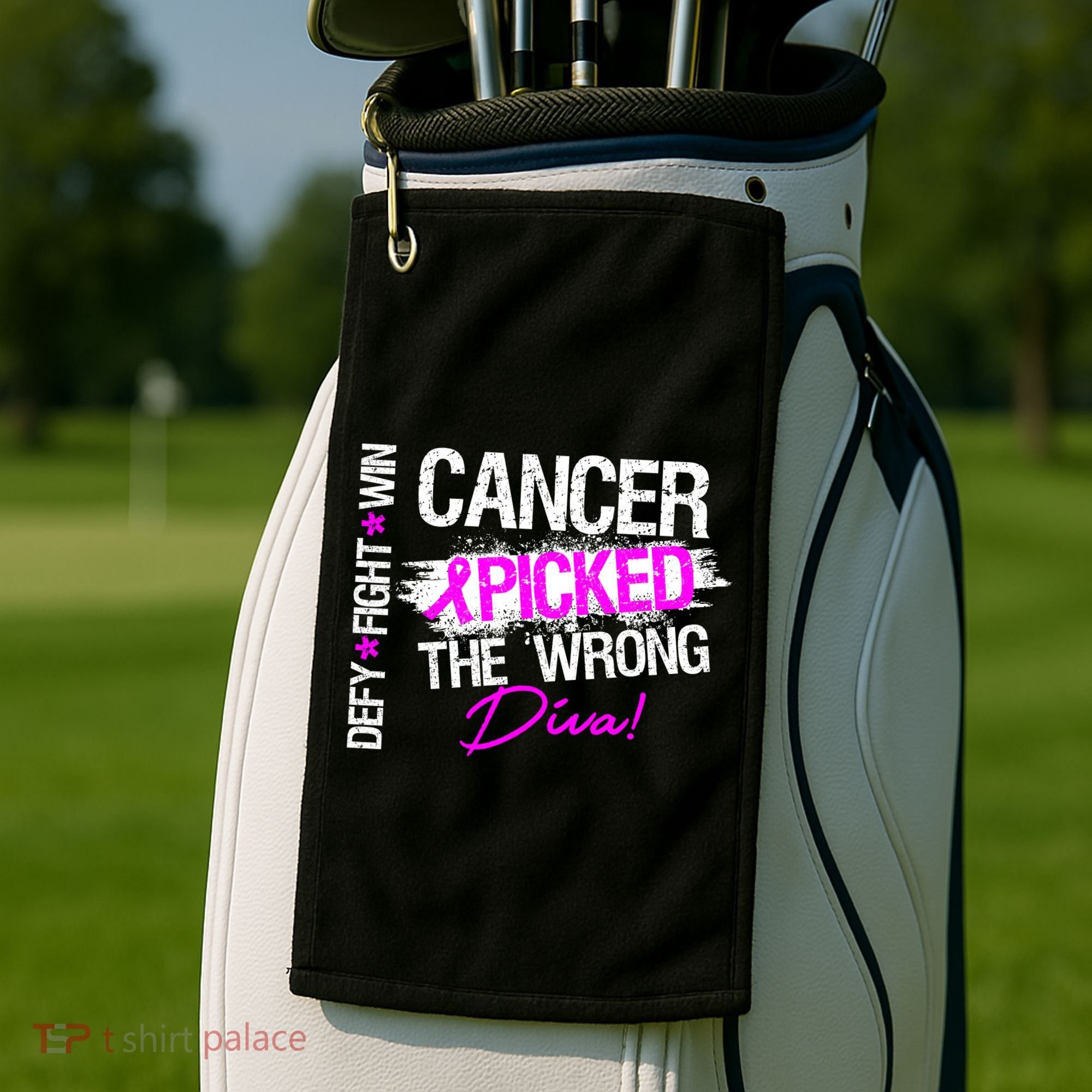 Breast Cancer Picked The Wrong Diva Golf Towel