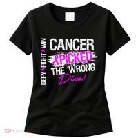 Breast Cancer Picked The Wrong Diva Women's T-Shirt thumb 0